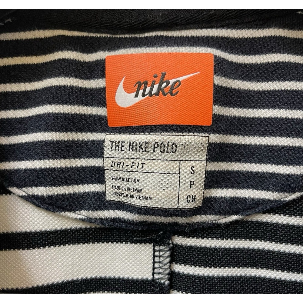 Nike Men's Small Black & White‎ Striped Dri-Fit Polo - Picture 2 of 15